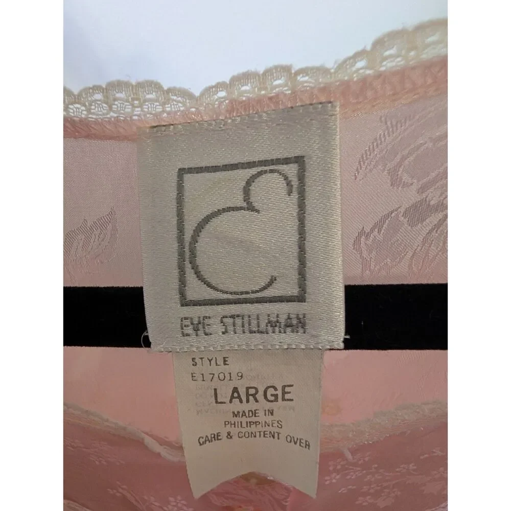 Vintage Eve Stillman Nightgown L Pink Floral Lace Trim Long Sleeve Maxi Gown - Picture 4 of 10